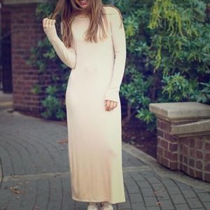 Sonnet James Play Dress Maxi Modal Beige Size Small Long Sleeve